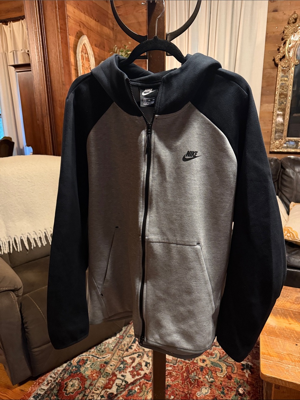 Nike Black & Gray Full-Zip Athletic Hoodie